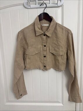 PULL & BEAR Crop Linen Jacket